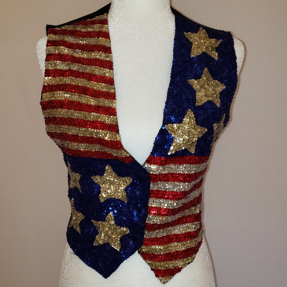 American flag sequins vest